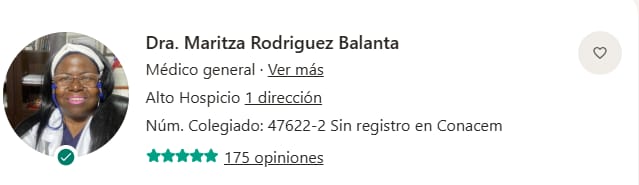 Perfil verificado 5 estrellas de la Dra. Maritza Rodríguez en Doctoralia